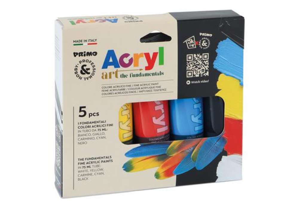 Immagine di Colori Acryl - 75ml - colori assortiti - Primo - astuccio 5 colori