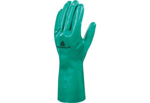 Immagine di Guanti da lavoro industriale Nitrex VE801 - nitrile floccato cotone - taglia 10 - verde - Deltaplus