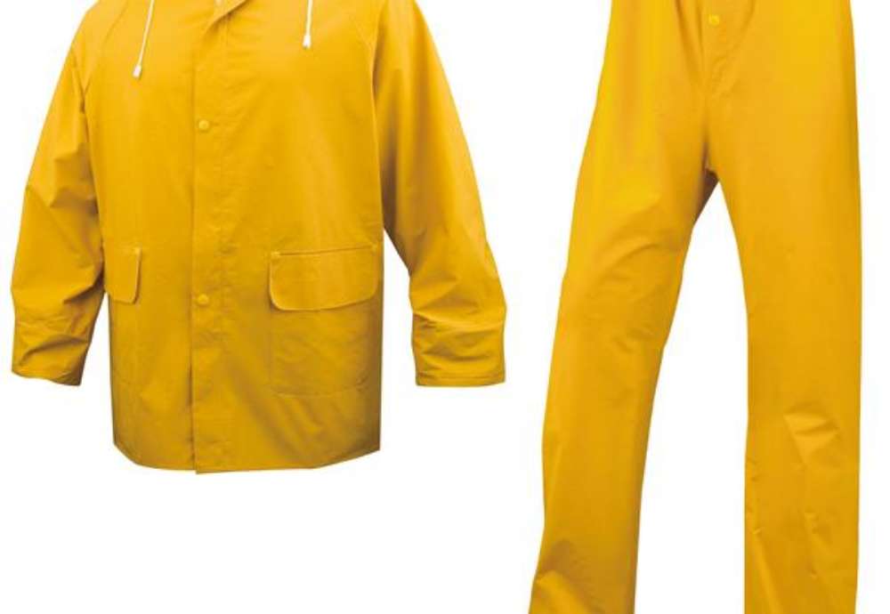 Immagine di Completo impermeabile EN304 - giacca + pantalone - poliestere/PVC - taglia L - giallo - Deltaplus