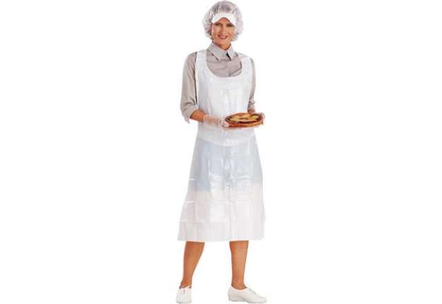 Immagine di Grembiule - polietilene - monouso - 120 x 70 cm - taglia unica - bianco - Deltaplus - conf. 100 pezz