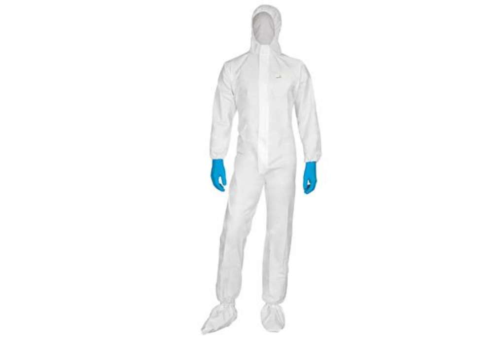Immagine di Tuta di protezione da rischio chimico DT115 - monouso - taglia L - PP/PE - bianco - Deltaplus