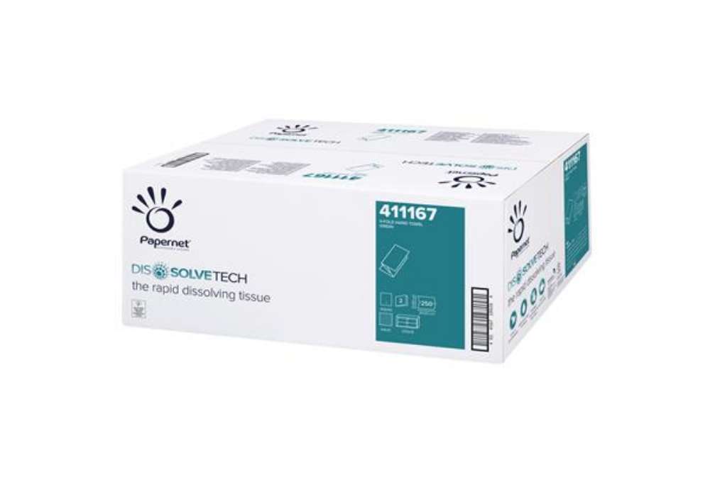 Immagine di Asciugamani piegati a V Dissolve Tech - 2 veli - 20 gr - 24 x 21 cm - goffratura a onda - bianco - P