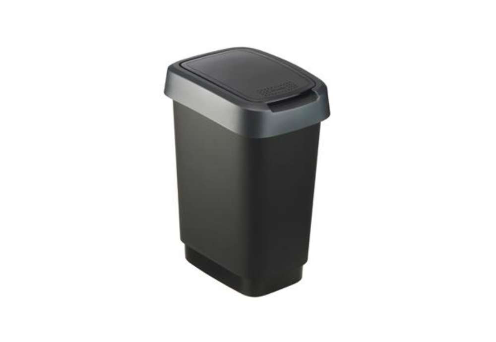 Immagine di Pattumiera con coperchio basculante - 25 L - 33,3 x 25,2 x 47,6 cm - PPL - nero/grigio - Rotho
