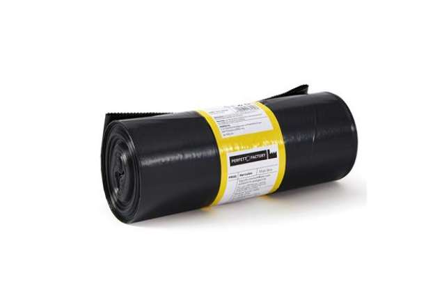 Immagine di Sacchi per rifiuti Hercules - 90x120 cm - 150 L - 65 micron - nero - PerfettoFactory - rotolo da 10