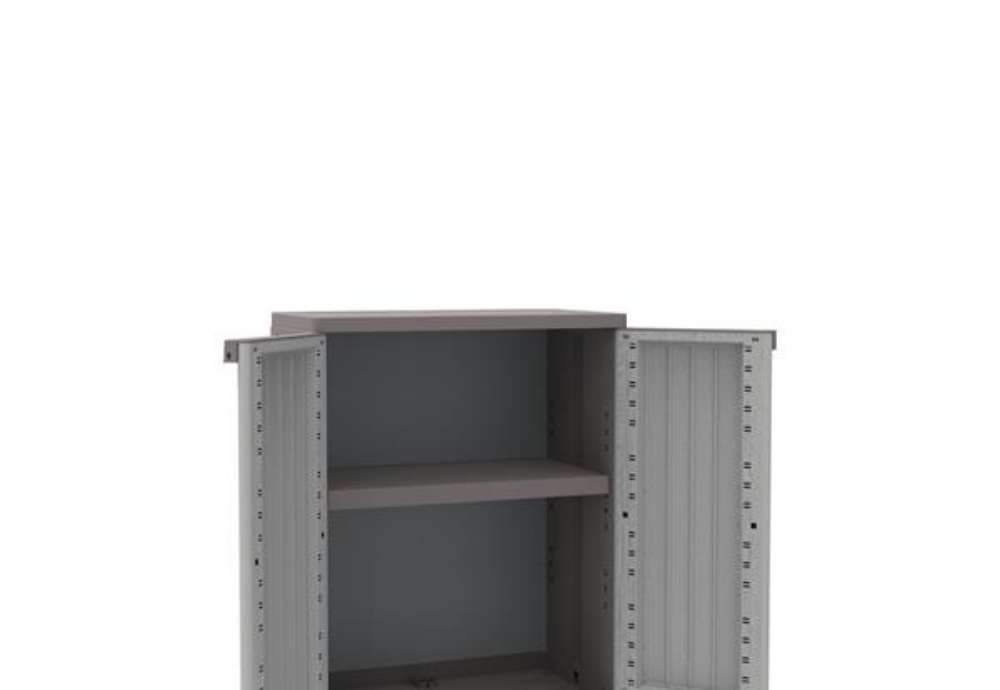 Immagine di Armadietto JWood 68 - 2 ante - 68 x 37,5 x 91,5 cm - PPL - effetto legno - grigio tortora - Terry