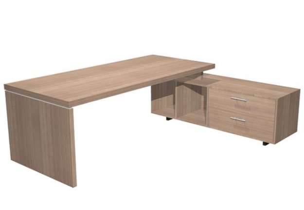 Immagine di Scrivania Manager Prestige - con mobile servizio reversibile - 180 x 90 x 74 cm - ciliegio arabis