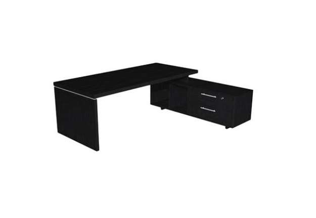 Immagine di Scrivania Manager Prestige - con mobile servizio reversibile - 210 x 90 x 74 cm - nero venato