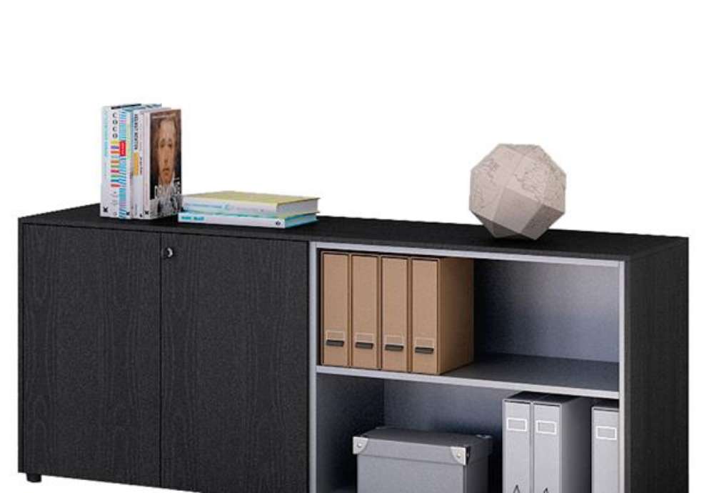 Immagine di Coppia Prestige - mobili bassi a giorno - 162,8 x 43 x 81,4 cm - nero venato