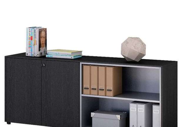 Immagine di Coppia Prestige - mobili bassi a giorno - 162,8 x 43 x 81,4 cm - nero venato