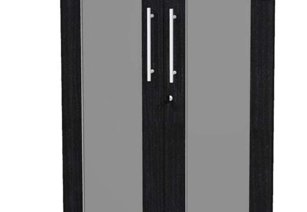 Immagine di Coppia ante Prestige - per mobile basso - 80 x 77 cm - spessore 18 mm - vetro/melaminico - nero vena