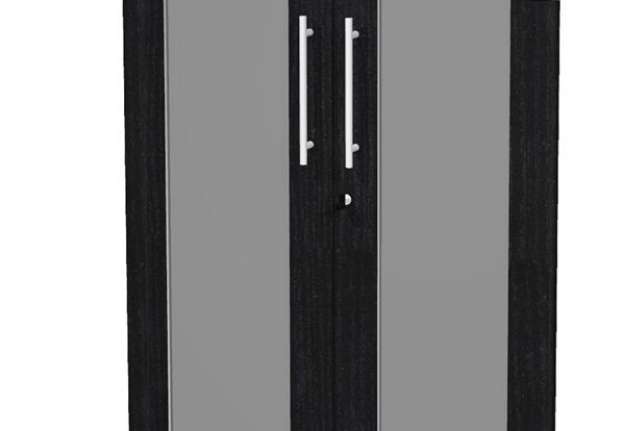 Immagine di Coppia ante Prestige - per mobile basso - 80 x 77 cm - spessore 18 mm - vetro/melaminico - nero vena