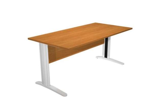 Immagine di Scrivania Easy fianchi verniciati effetto cromato - lineare - 160 x 80 x 72 cm - noce chiaro