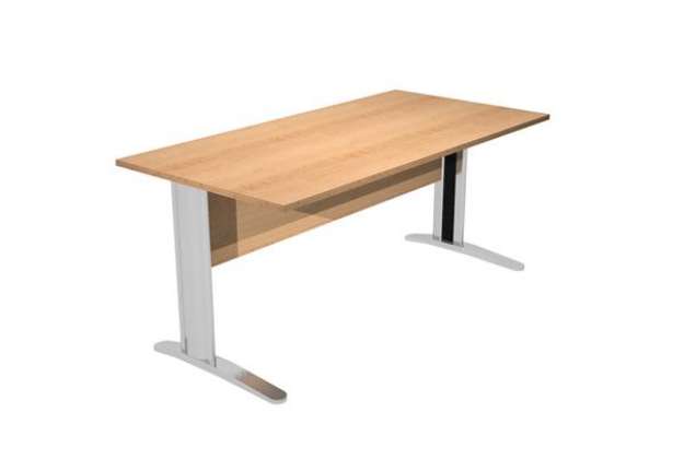 Immagine di Scrivania Easy fianchi verniciati effetto cromato - lineare - 160 x 80 x 72 cm - faggio