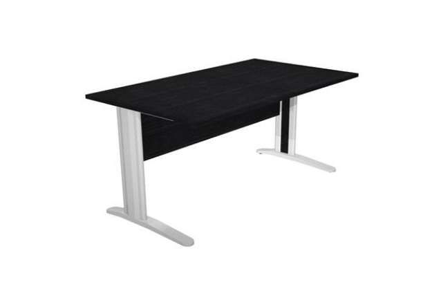 Immagine di Scrivania Easy fianchi verniciati effetto cromato - lineare - 160 x 80 x 72 cm - nero venato