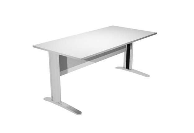 Immagine di Scrivania Easy fianchi verniciati effetto cromato - lineare - 160 x 80 x 72 cm - grigio