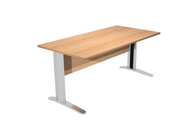 Immagine di Scrivania Easy fianchi verniciati effetto cromato - lineare - 140 x 80 x 72 cm - faggio
