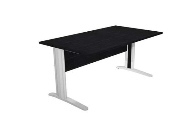 Immagine di Scrivania Easy fianchi verniciati effetto cromato - lineare - 140 x 80 x 72 cm - nero venato