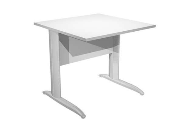 Immagine di Scrivania Easy fianchi verniciati effetto cromato - lineare - 80 x 80 x 72 cm - bianco
