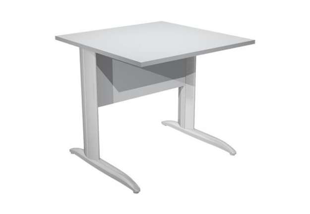 Immagine di Scrivania Easy fianchi verniciati effetto cromato - lineare - 80 x 80 x 72 cm - grigio