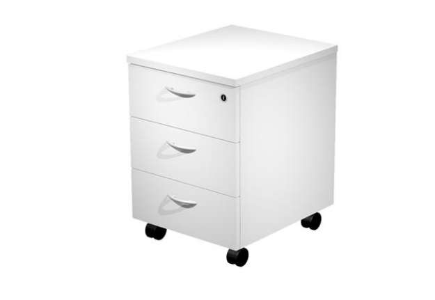 Immagine di Cassettiera Easy - 3 cassetti - con ruote - 41,8 x 52 x 59,5 cm - bianco