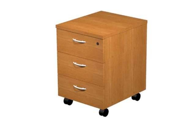 Immagine di Cassettiera Easy - 3 cassetti - con ruote - 41,8 x 52 x 59,5 cm - noce chiaro