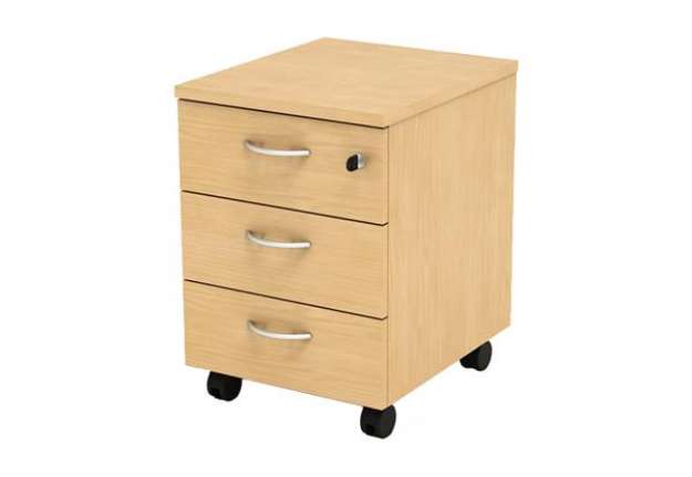 Immagine di Cassettiera Easy - 3 cassetti - con ruote - 41,8 x 52 x 59,5 cm - faggio