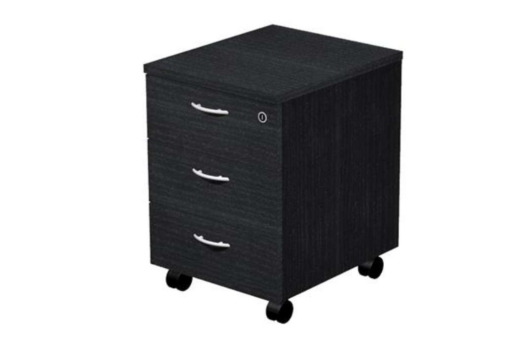 Immagine di Cassettiera Easy - 3 cassetti - con ruote - 41,8 x 52 x 59,5 cm - nero venato