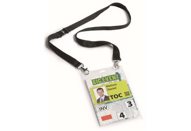 Immagine di Portanome A6 per eventi - cordoncino nero - Durable - conf. 10 pezzi