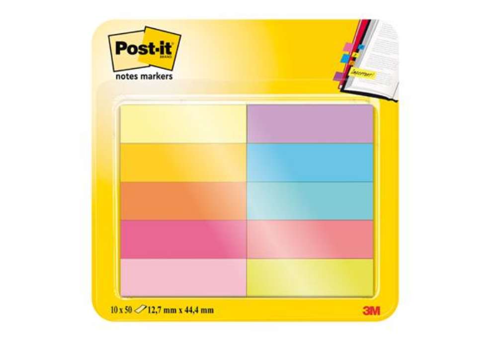 Immagine di Segnapagina Post-it - 670-10AB-EU - in carta - 12,7 x 44 mm - 10 colori assortiti - Post-it - conf.