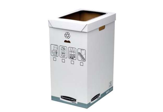 Immagine di Cestino per riciclo Bankers Box System - 30 x 60 x 50 cm - 90 L - bianco - Fellowes