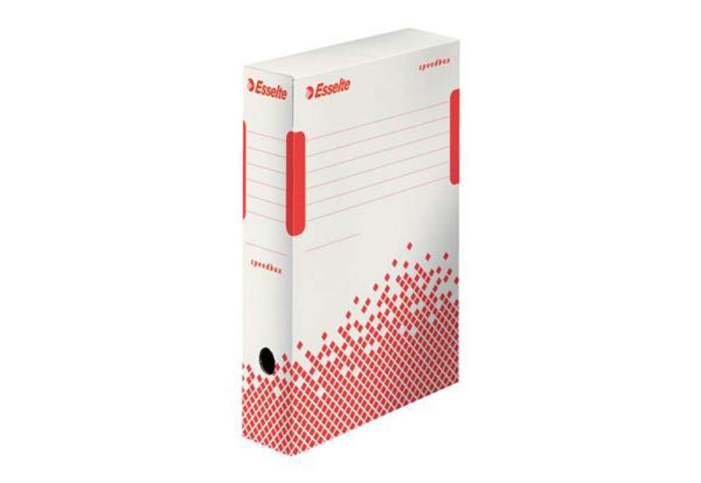 Immagine di Scatola archivio Speedbox - dorso 8 cm - 35 x 25 cm - bianco e rosso - Esselte