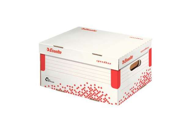 Immagine di Scatola container Speedbox - Small - 25,2x35,5cm -  dorso 19,3 cm - bianco e rosso - Esselte