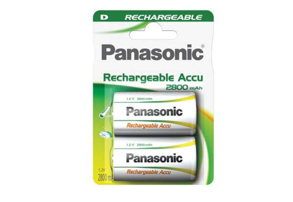 Immagine di Pila torcia - D - LR20 - ricaricabili - Panasonic - blister 2 pezzi