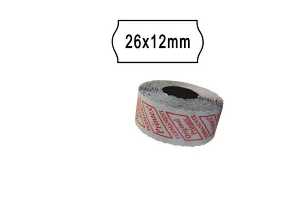 Immagine di Rotolo da 1000 etichette a onda per Printex Smart 8/2612 - 26x12 mm - adesivo removibile - bianco -