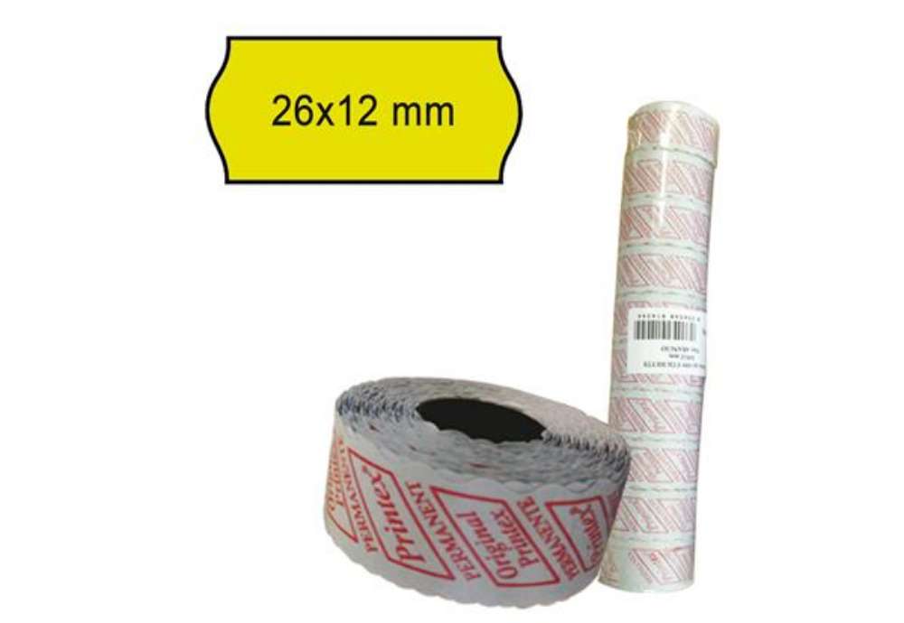 Immagine di Rotolo da 1000 etichette a onda per Printex Smart 8/2612 - 26x12 mm - adesivo permanente - giallo -