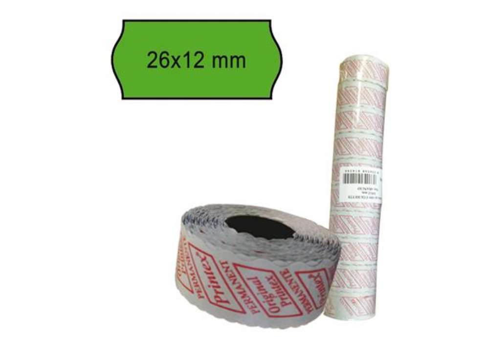 Immagine di Rotolo da 1000 etichette a onda per Printex Smart 8/2612 - 26x12 mm - adesivo permanente - verde - P