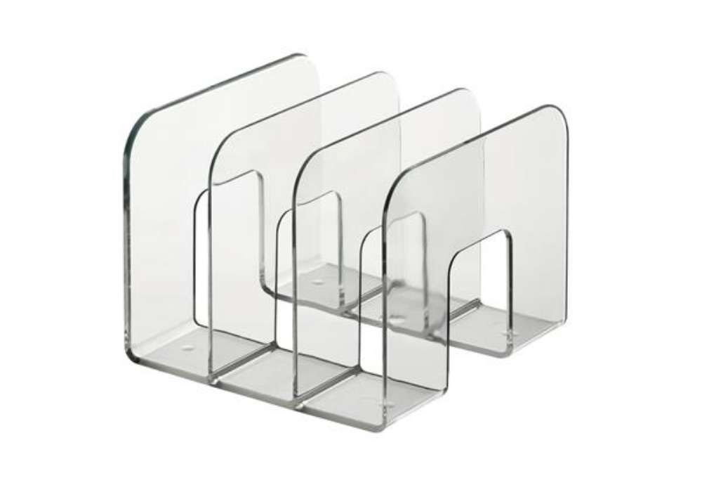 Immagine di Portariviste Trend - 3 scomparti - 21,5 x 21 cm - dorso 16,5 cm - trasparente - Durable