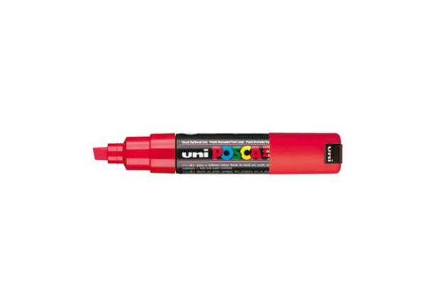 Immagine di Marcatore a base d'acqua Uni Posca PC8K  - punta a scalpello 8,0mm - rosso - Uni Mitsubishi