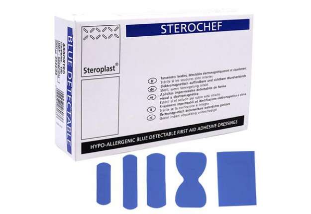 Immagine di Cerotti detectabili - sterili - 5 misure assortite - blu - conf. 100 pezzi - PVS