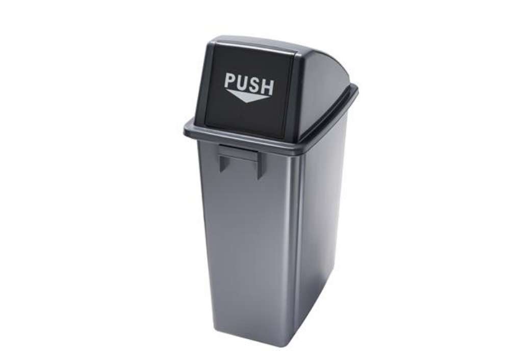 Immagine di Contenitore Office 60 Lt - con coperchio push - per rifiuto secco - 33x46x79 cm - grigio/nero - Medi