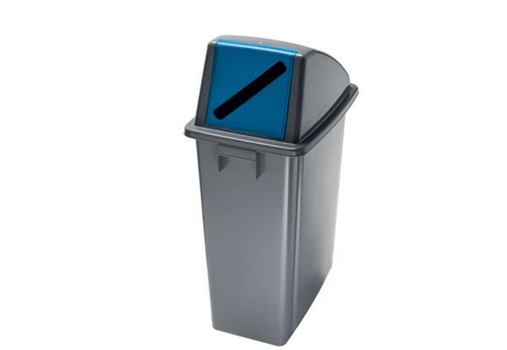 Immagine di Contenitore Office 60 Lt - con feritoia per carta - 33x46x79 cm - grigio/blu - Medial