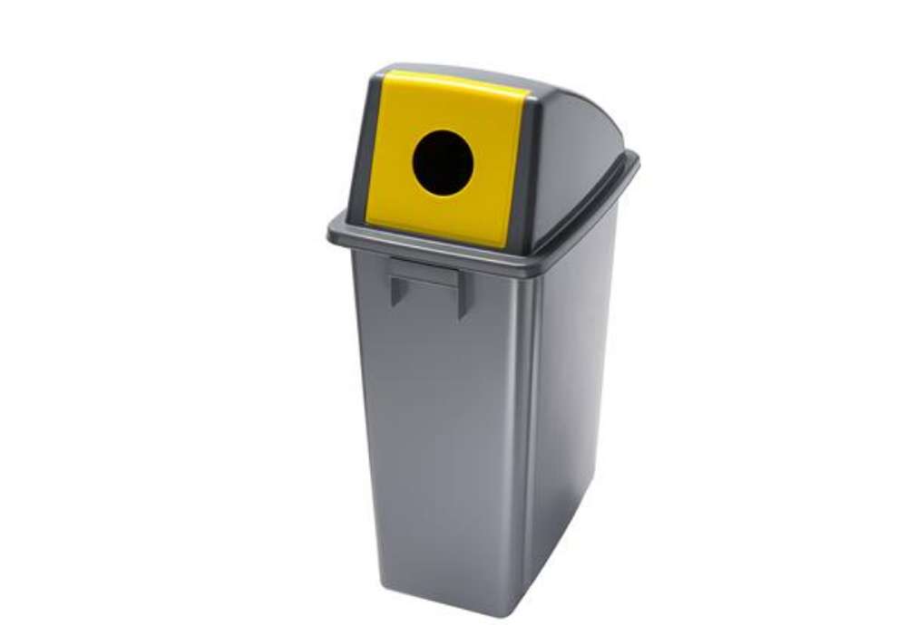 Immagine di Contenitore Office 60 Lt - con foro per bottiglie - 33x46x79 cm - grigio/giallo - Medial