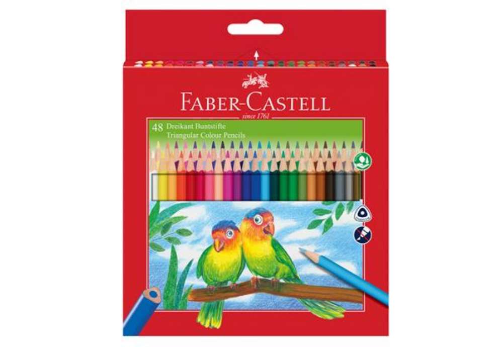 Immagine di Matite colorate Eco triangolari - mina 3 mm - Faber-Castell - astuccio 48 pezzi con temperino