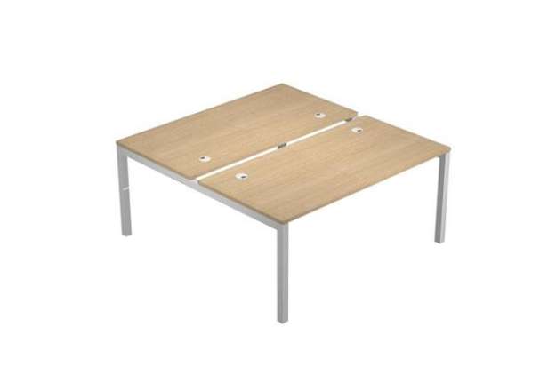 Immagine di Scrivania a 2 postazioni contrapposte Agorà - 160 x 168 x 72,5 cm - rovere