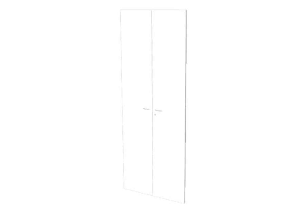 Immagine di Coppia ante per libreria modulare - alta - 76 cm - melaminico - con serratura - bianco