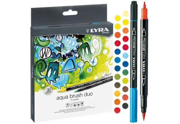 Immagine di Pennarelli Aqua Brush Duo - punte 2,00 - 4,00 mm - Lyra - astuccio 24 pezzi