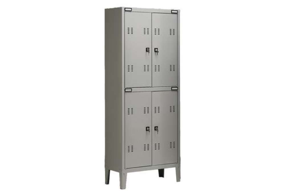 Immagine di Armadio metallo - spogliatoio - 4 posti - 70x35x180 cm - grigio - Tecnical 2