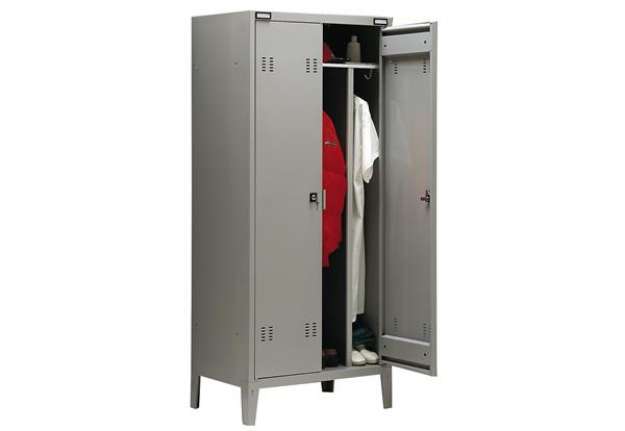 Immagine di Armadio metallo - spogliatoio - 2 posti - con divisorio - 80x47x180 cm - grigio - Tecnical 2