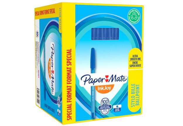 Immagine di Penna a sfera con cappuccio Inkjoy 100 - punta 1,0mm - blu  - Papermate - conf. 80+20 pezzi