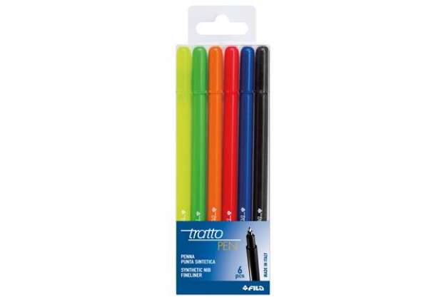 Immagine di Pennarello fineliner Tratto Pen - tratto 0,5mm - colori assortiti - Tratto - busta 6 pennarelli